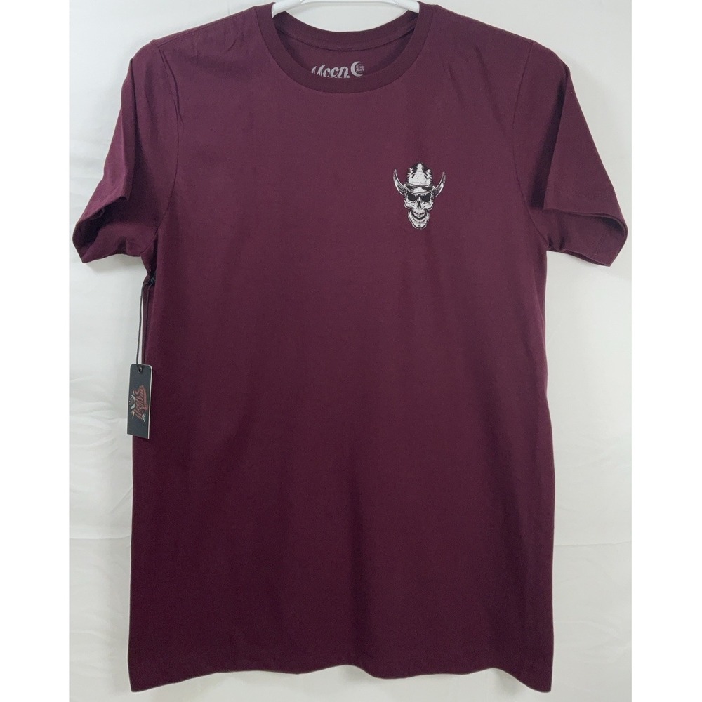 NWT Men Brad Paisley Moon Shine Spirit Skull‎ Cross Guitars T-shirt Burgundy MD